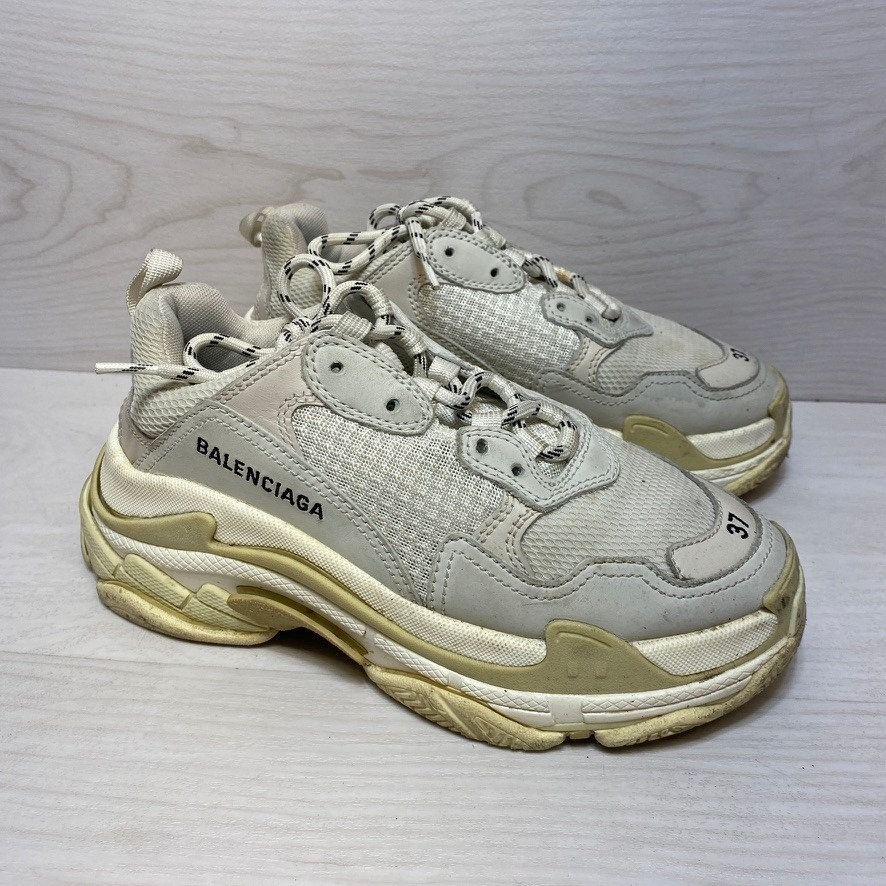Balenciaga Triple S Sneakers Cream Off White Chunky Dad Shoes 524036 Womens 37